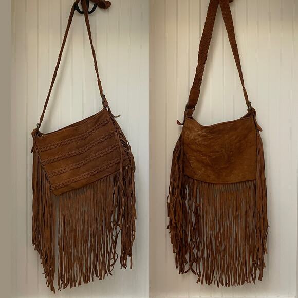 Muche et Muchette Fringe Suede Crossbody Bag | Boho Braided Strap, Festival - Picture 4 of 7